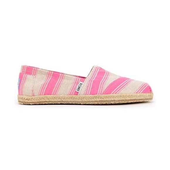 Toms Shoes - Toms Pink Umbrella Stripe Womens Slip On Shoes